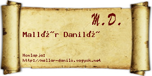 Mallár Daniló névjegykártya